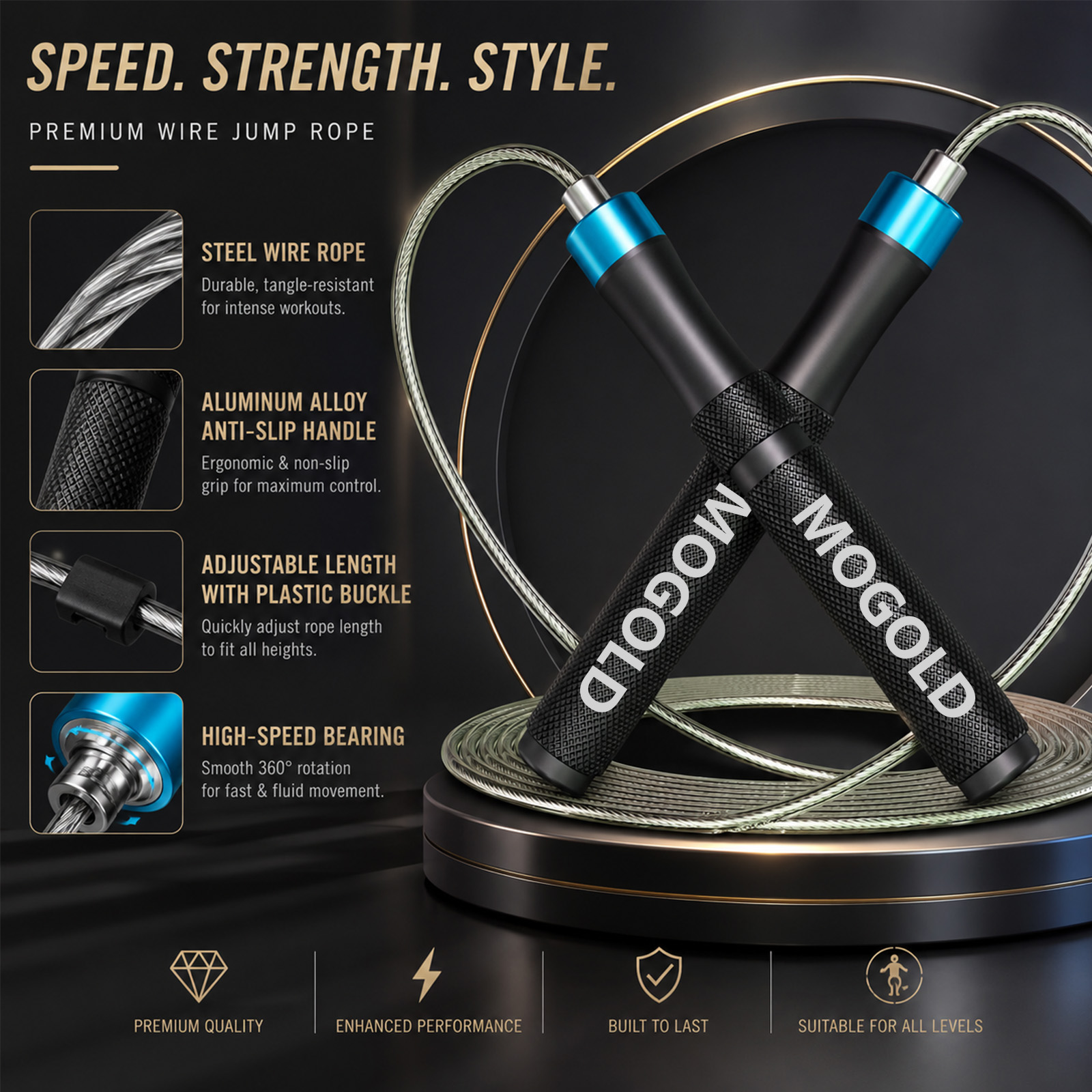 MOGOLD Professional Speed Jump - Jump Rope Speed Bearing ulasan dan harga
