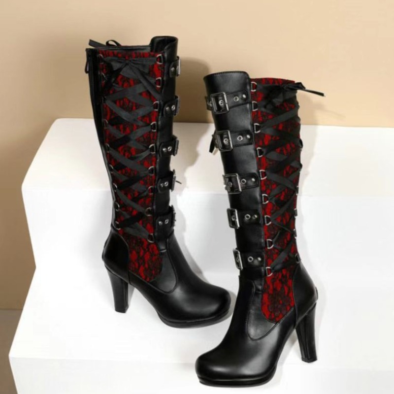 Punk Gothic Style Women's Knee - Crossfit Ladies ulasan dan harga